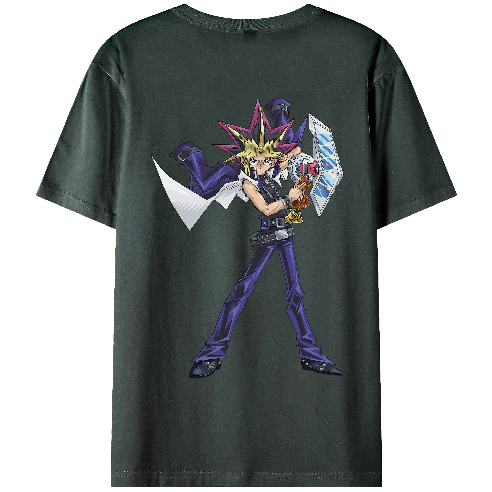 （画像用） 遊☆戯☆王 Yu-Gi-Oh! 綿100％ メンズ半袖Tシャツ（バックプリント） 通気性